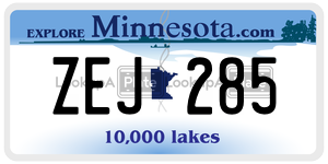 ZEJ285 license plate in Minnesota