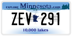 ZEV291  license plate in MN