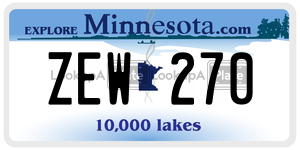 ZEW270 license plate in Minnesota