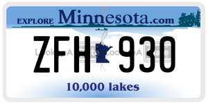 ZFH930 license plate in Minnesota