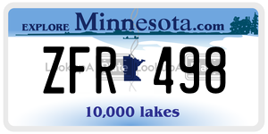 ZFR498  license plate in MN