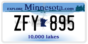ZFY895 license plate in Minnesota