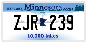 ZJR239 license plate in Minnesota