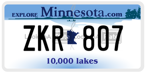 ZKR807  license plate in MN