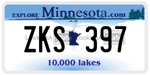 ZKS397 license plate in Minnesota