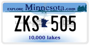 ZKS505 license plate in Minnesota
