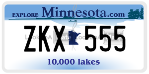 ZKX555  license plate in MN