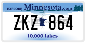 ZKZ864 license plate in Minnesota