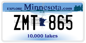 ZMT865  license plate in MN