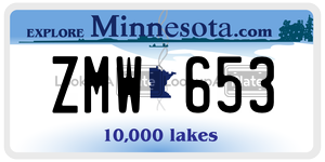 ZMW653  license plate in MN