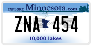 ZNA454  license plate in MN
