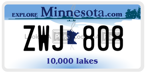 ZWJ808 license plate in Minnesota