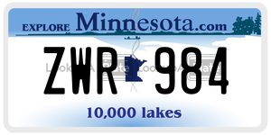 ZWR984  license plate in MN