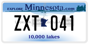 ZXT041 license plate in Minnesota