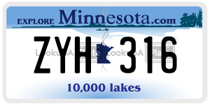 ZYH316 license plate in Minnesota