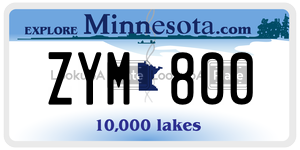 ZYM800 license plate in Minnesota
