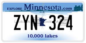 ZYN324 license plate in Minnesota