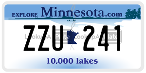 ZZU241  license plate in MN