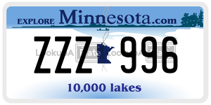 ZZZ996 license plate in Minnesota