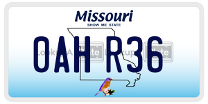 0AHR36  license plate in MO