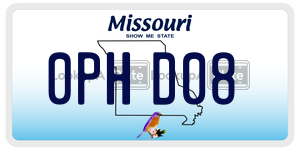 0PHD08  license plate in MO