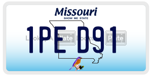 1PED91  license plate in MO