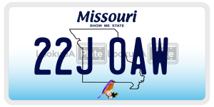 22J0AW  license plate in MO