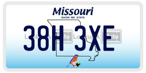 38H3XE  license plate in MO