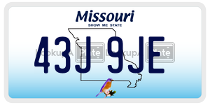 43J9JE  license plate in MO