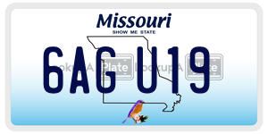 6AGU19  license plate in MO