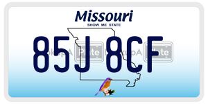 85J8CF  license plate in MO
