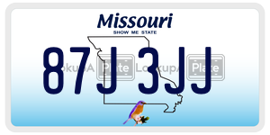 87J3JJ  license plate in MO