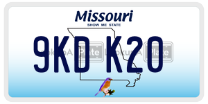 9KDK20  license plate in MO