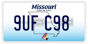 9UFC98  license plate in MO