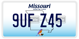 9UFZ45  license plate in MO