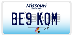 BE9K0M  license plate in MO