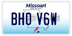 BH0V6W  license plate in MO