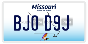 BJ0D9J  license plate in MO