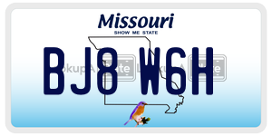 BJ8W6H  license plate in MO