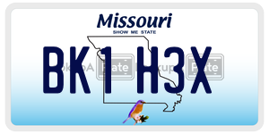 BK1H3X  license plate in MO