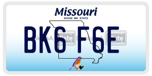 BK6F6E  license plate in MO