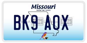 BK9A0X  license plate in MO