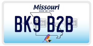 BK9B2B  license plate in MO