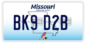BK9D2B  license plate in MO