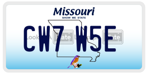 CW7W5E  license plate in MO