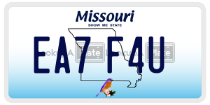 EA7F4U  license plate in MO