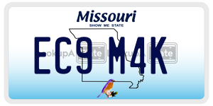 EC9M4K  license plate in MO
