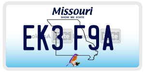 EK3F9A  license plate in MO