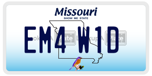 EM4W1D  license plate in MO