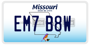 EM7B8W license plate in Missouri